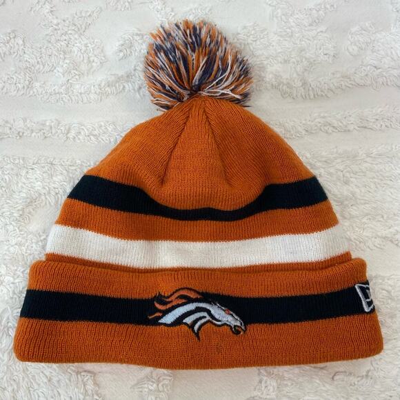 New Era NFL Vintage Collection Denver Broncos Beanie W/ Pom Sz OS Sporty Cozy - Picture 1 of 7